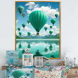 Teal Hot Air Ballons Collage - Hot Air Balloon Canvas Wall Art