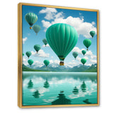 Teal Hot Air Ballons Collage - Hot Air Balloon Canvas Wall Art