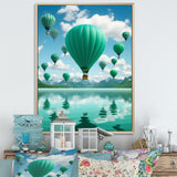 Teal Hot Air Ballons Collage - Hot Air Balloon Canvas Wall Art