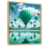 Teal Hot Air Ballons Collage - Hot Air Balloon Canvas Wall Art