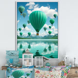 Teal Hot Air Ballons Collage - Hot Air Balloon Canvas Wall Art