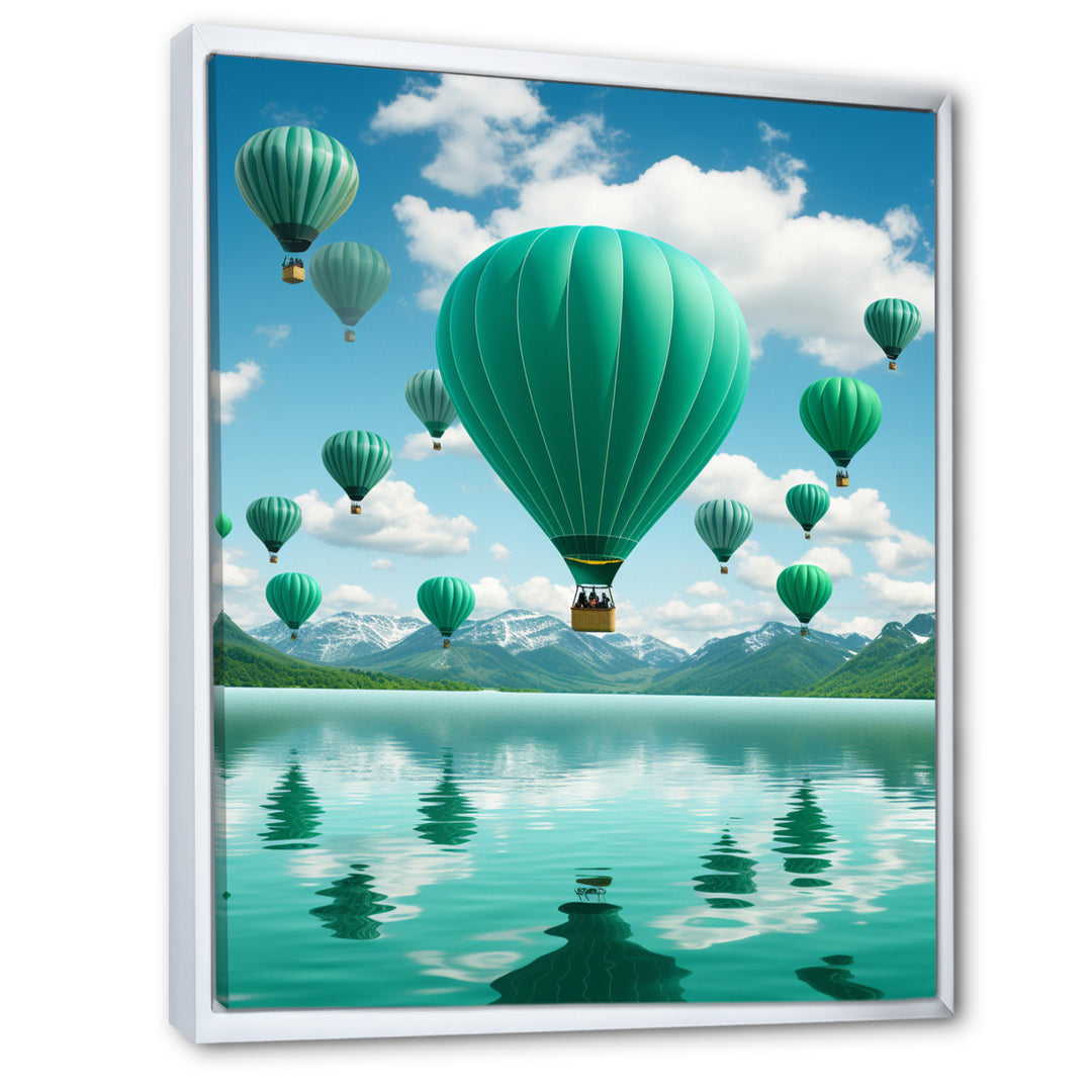 Teal Hot Air Ballons Collage - Hot Air Balloon Canvas Wall Art