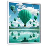 Teal Hot Air Ballons Collage - Hot Air Balloon Canvas Wall Art