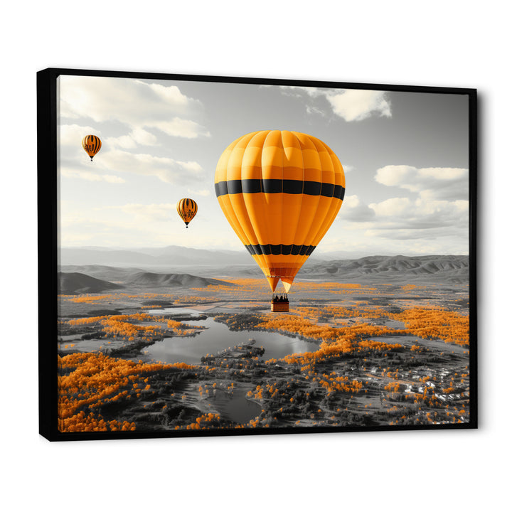 Yellow Hot Air Ballons Scenery I - Hot Air Balloon Canvas Wall Art