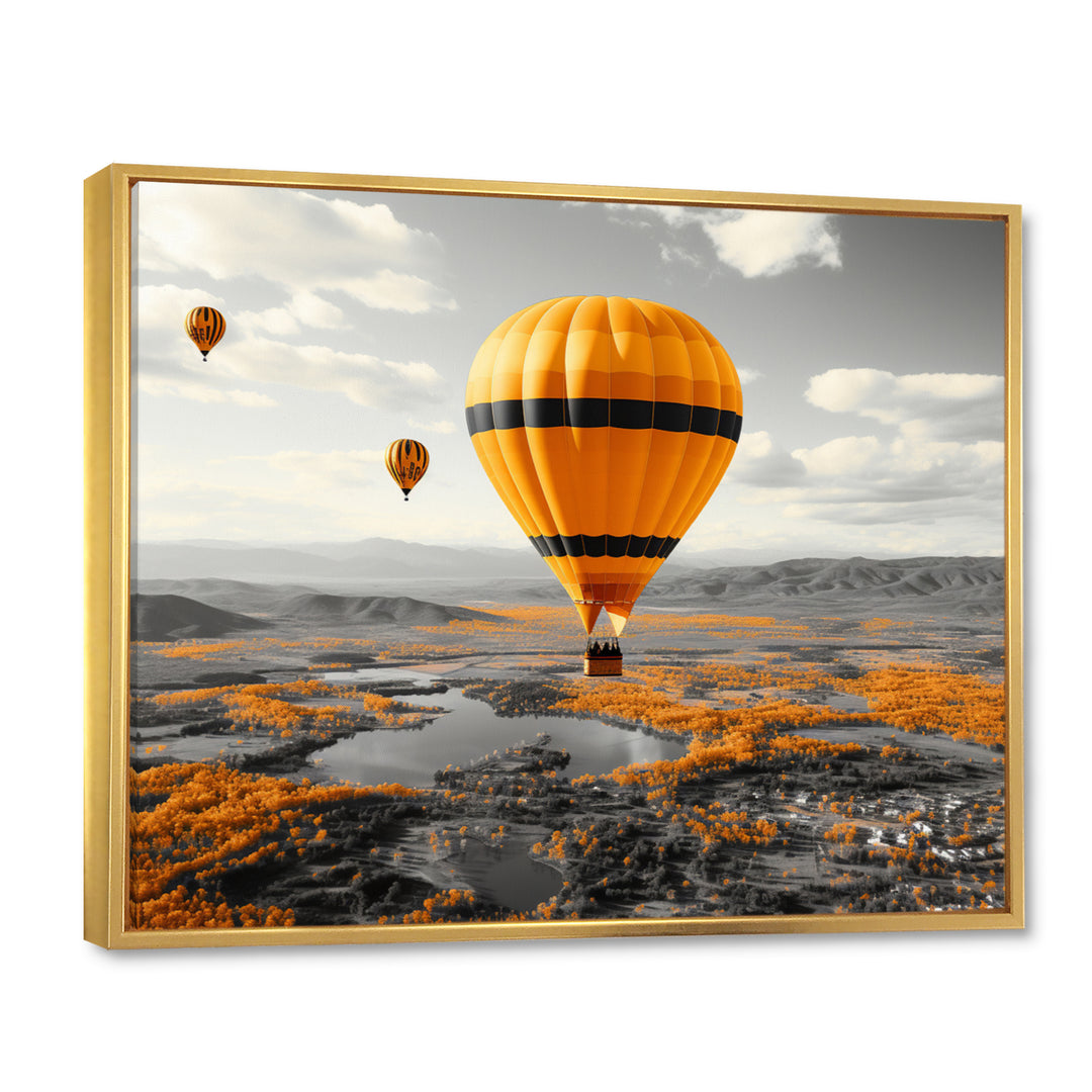 Yellow Hot Air Ballons Scenery I - Hot Air Balloon Canvas Wall Art