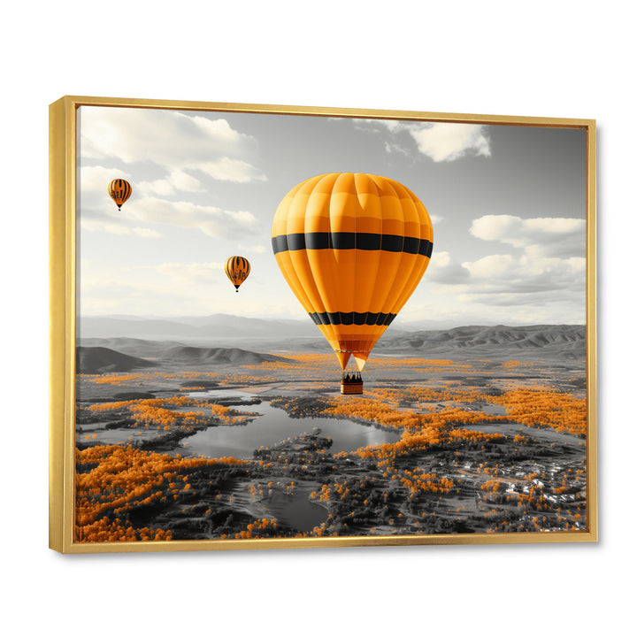 Yellow Hot Air Ballons Scenery I - Hot Air Balloon Canvas Wall Art