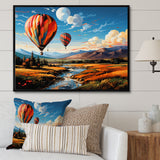 Orange Hot Air Ballon Bold Landscape I - Hot Air Balloon Canvas Wall Art