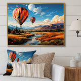 Orange Hot Air Ballon Bold Landscape I - Hot Air Balloon Canvas Wall Art