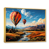 Orange Hot Air Ballon Bold Landscape I - Hot Air Balloon Canvas Wall Art