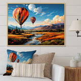 Orange Hot Air Ballon Bold Landscape I - Hot Air Balloon Canvas Wall Art