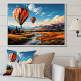 Orange Hot Air Ballon Bold Landscape I - Hot Air Balloon Canvas Wall Art