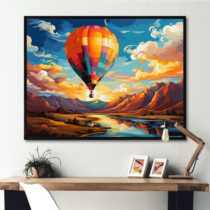Orange Hot Air Ballon Bold - Hot Air Balloon Canvas Wall Art