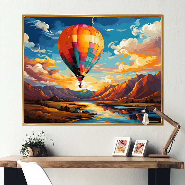 Orange Hot Air Ballon Bold - Hot Air Balloon Canvas Wall Art