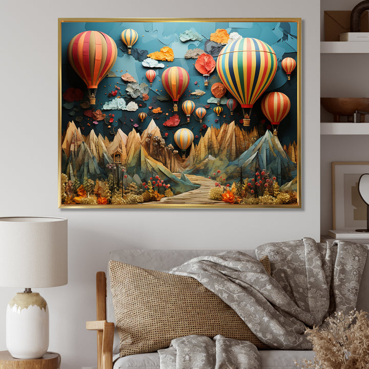 Colorful Hot Air Ballon Collage - Hot Air Balloon Canvas Wall Art