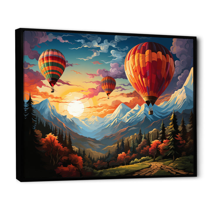 Colorful Hot Air Ballon Colorful - Hot Air Balloon Canvas Wall Art