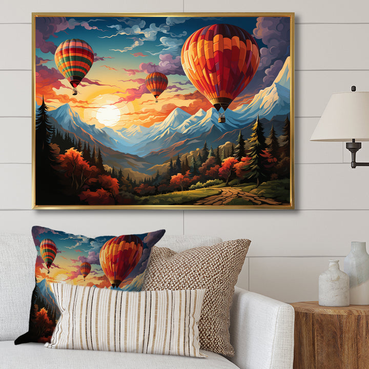 Colorful Hot Air Ballon Colorful - Hot Air Balloon Canvas Wall Art