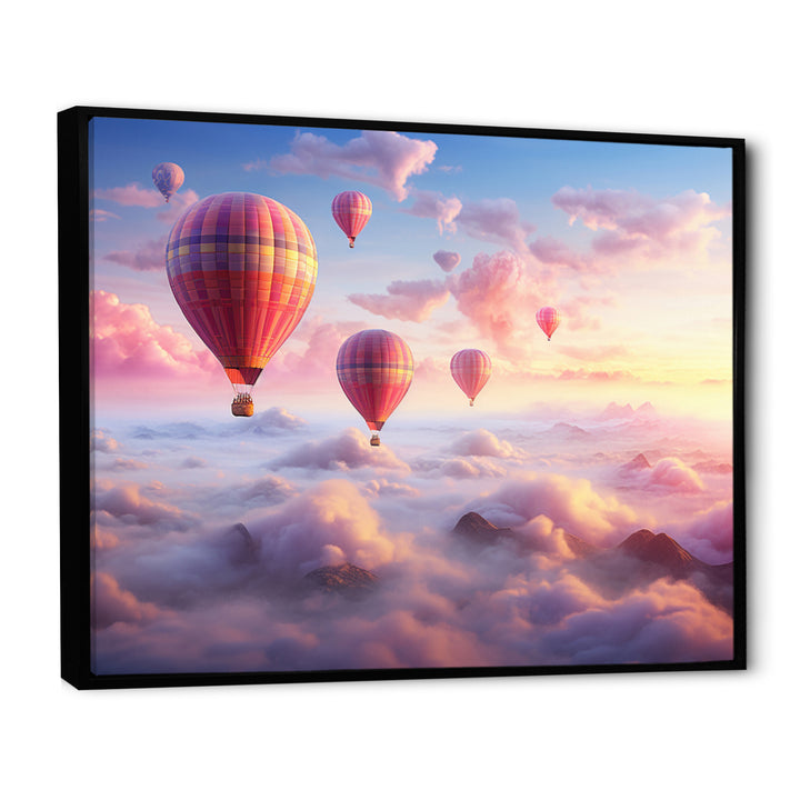 Pink Hot Air Ballon Ethereal I - Hot Air Balloon Canvas Wall Art