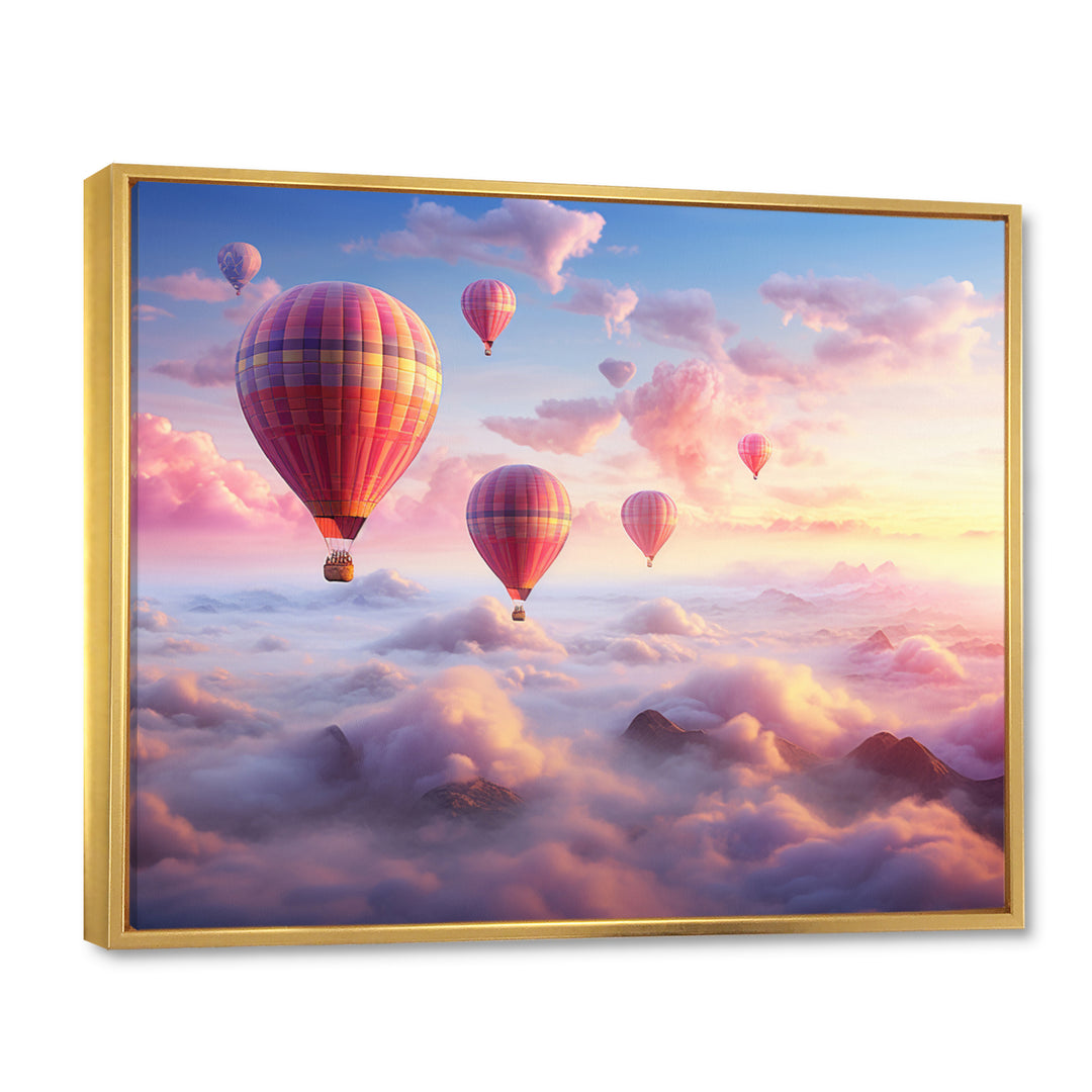 Pink Hot Air Ballon Ethereal I - Hot Air Balloon Canvas Wall Art