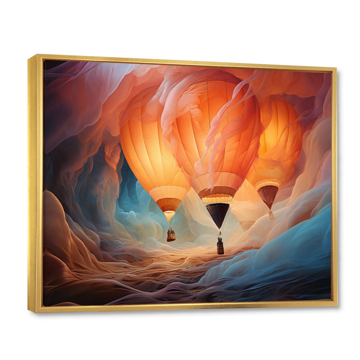 Coral Hot Air Ballon Ethereal I - Hot Air Balloon Canvas Wall Art