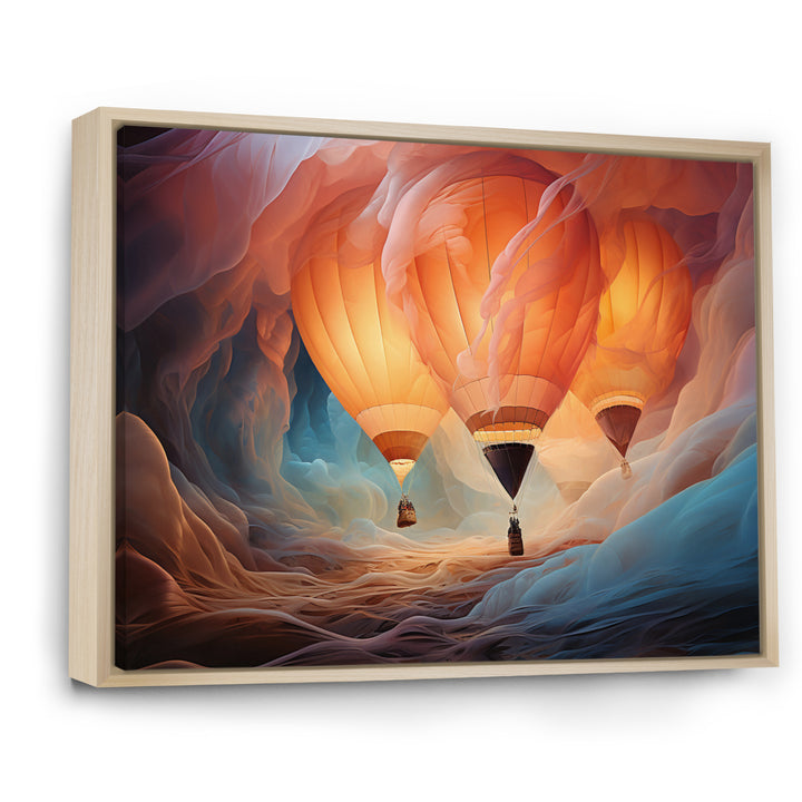 Coral Hot Air Ballon Ethereal I - Hot Air Balloon Canvas Wall Art