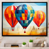 Colorful Hot Air Ballon Geometric - Hot Air Balloon Canvas Wall Art