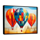 Colorful Hot Air Ballon Geometric - Hot Air Balloon Canvas Wall Art