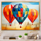 Colorful Hot Air Ballon Geometric - Hot Air Balloon Canvas Wall Art