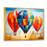 Colorful Hot Air Ballon Geometric - Hot Air Balloon Canvas Wall Art