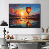 Yellow Hot Air Ballon Impressionistic - Hot Air Balloon Canvas Wall Art