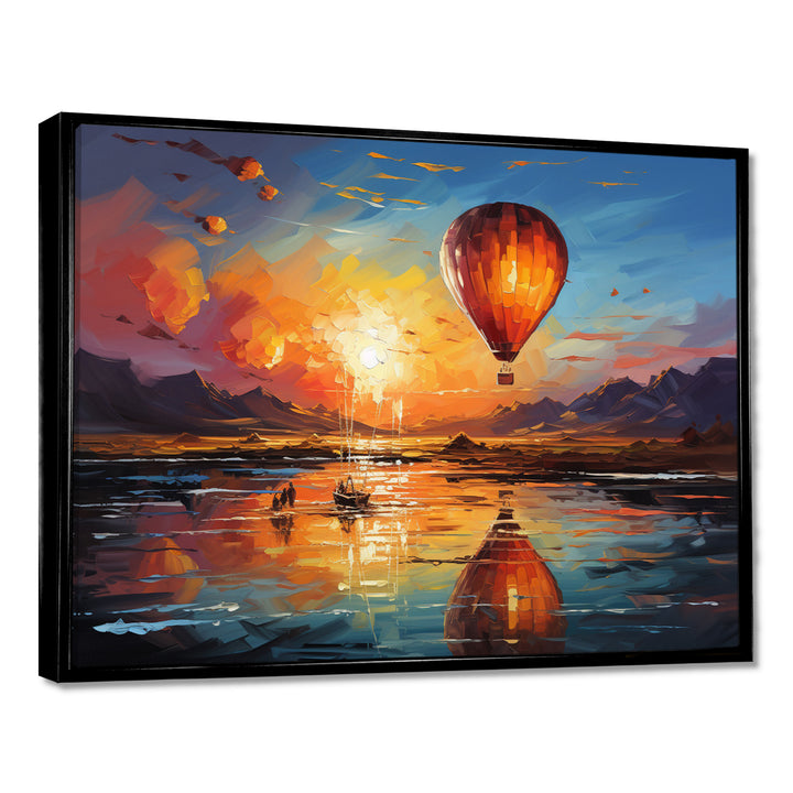 Yellow Hot Air Ballon Impressionistic - Hot Air Balloon Canvas Wall Art