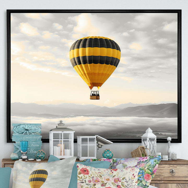Yellow Hot Air Ballon I - Hot Air Balloon Canvas Wall Art