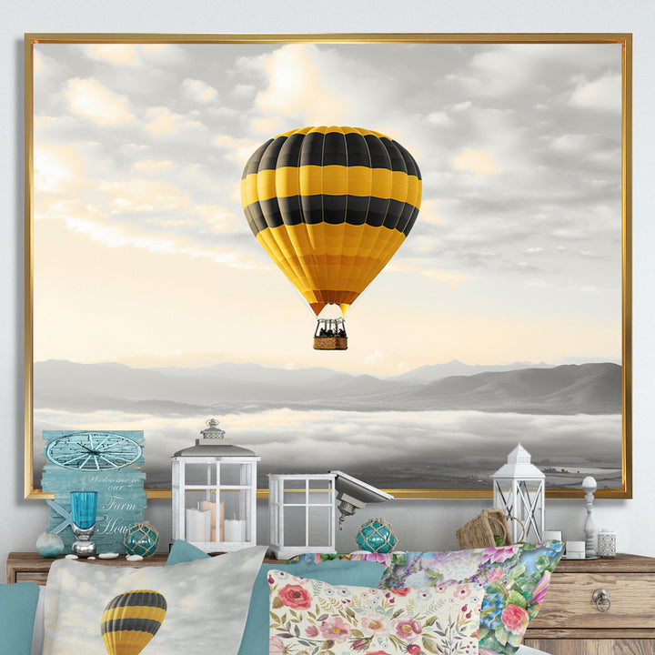 Yellow Hot Air Ballon I - Hot Air Balloon Canvas Wall Art