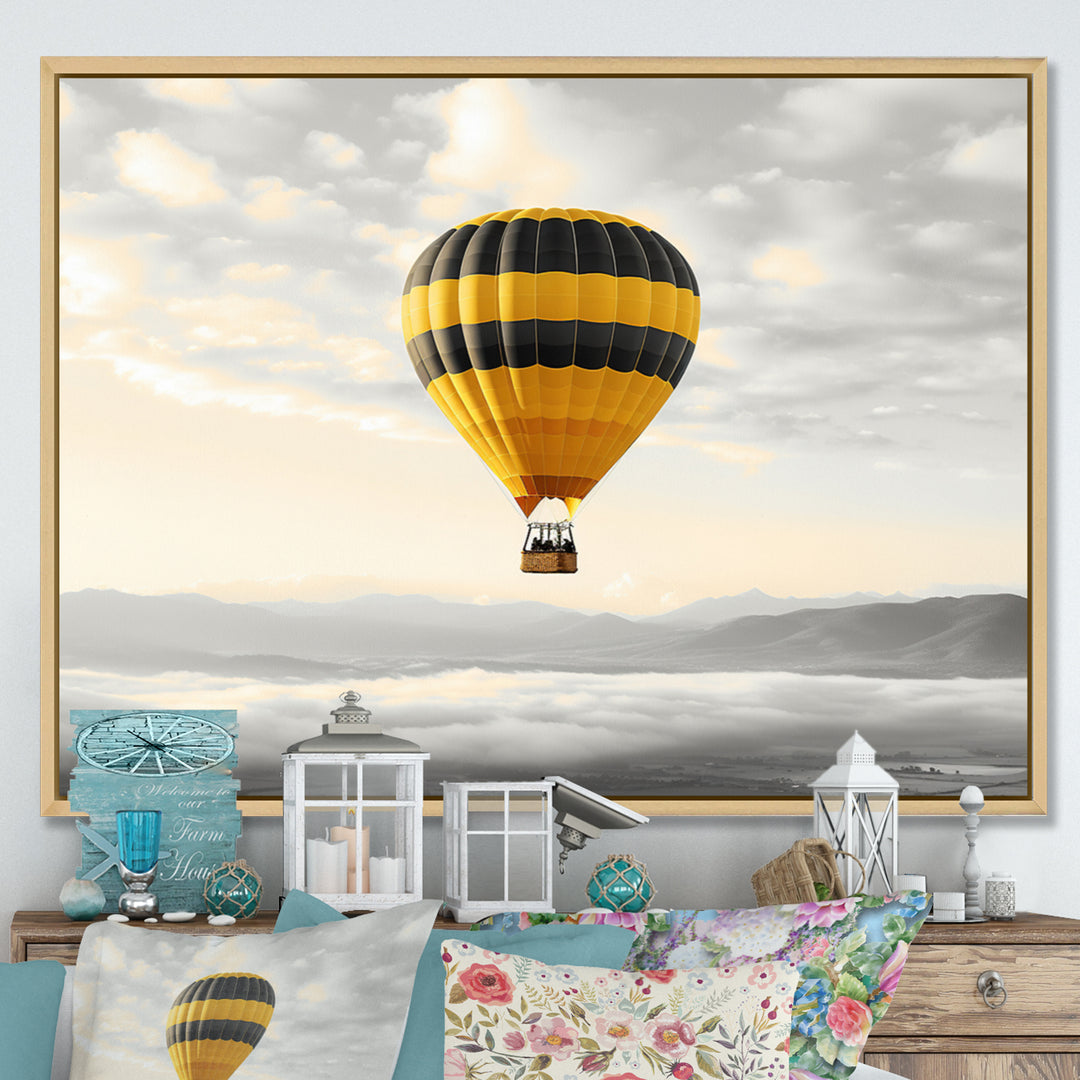 Yellow Hot Air Ballon I - Hot Air Balloon Canvas Wall Art