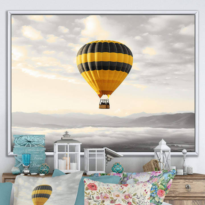 Yellow Hot Air Ballon I - Hot Air Balloon Canvas Wall Art