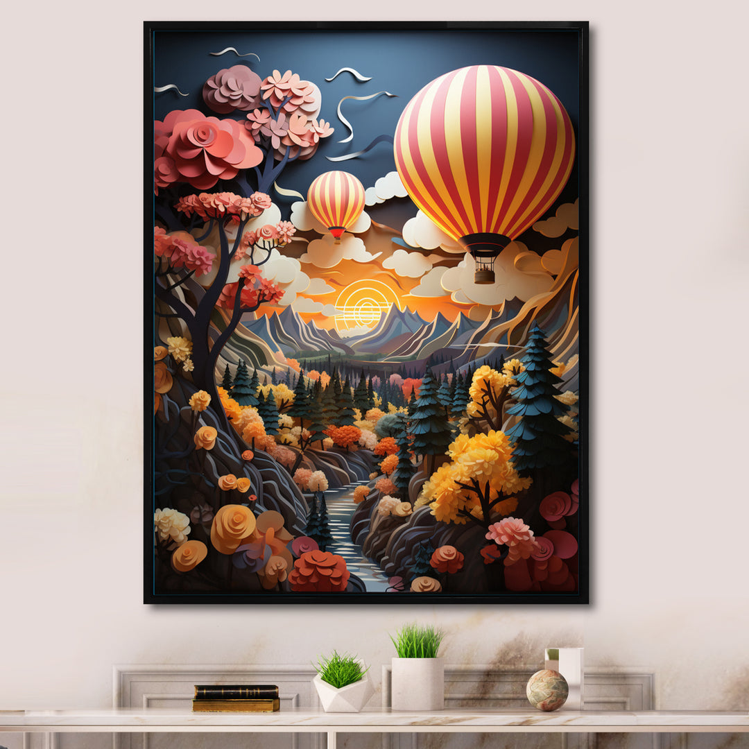 Coral Hot Air Ballon I - Hot Air Balloon Canvas Wall Art
