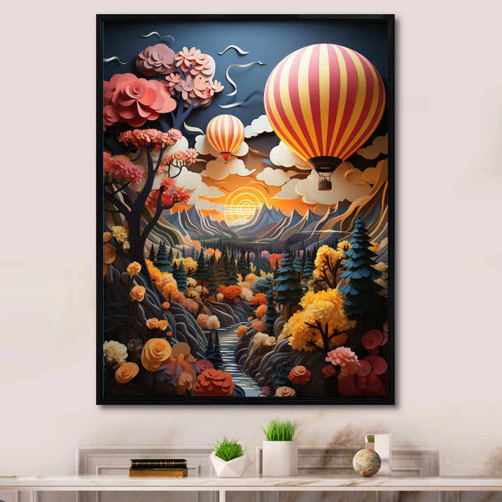 Coral Hot Air Ballon I - Hot Air Balloon Canvas Wall Art