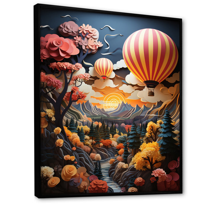 Coral Hot Air Ballon I - Hot Air Balloon Canvas Wall Art