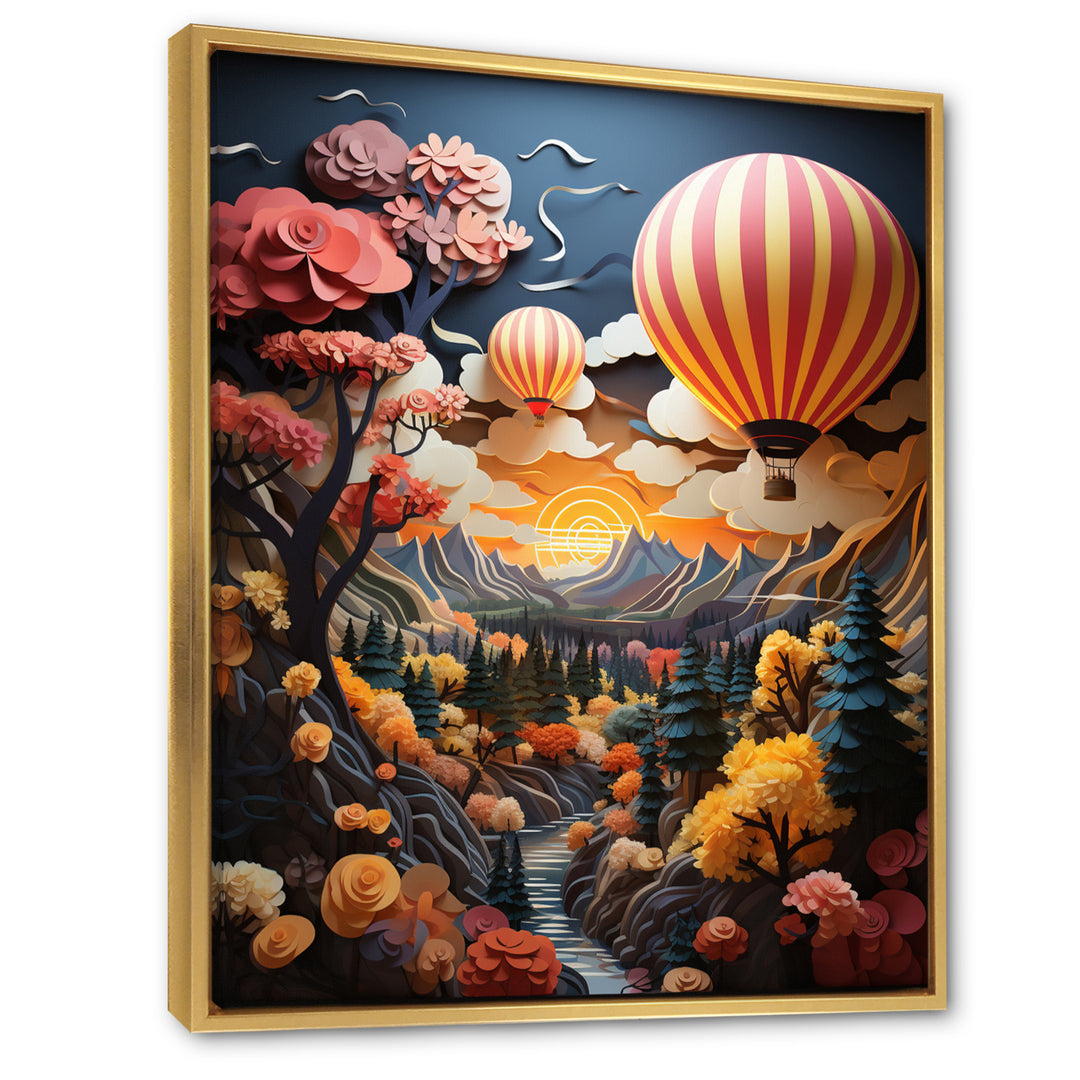 Coral Hot Air Ballon I - Hot Air Balloon Canvas Wall Art