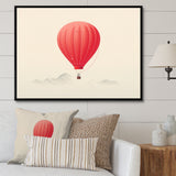 Coral Hot Air Ballon Minimalist I - Hot Air Balloon Canvas Wall Art