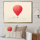 Coral Hot Air Ballon Minimalist I - Hot Air Balloon Canvas Wall Art