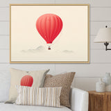 Coral Hot Air Ballon Minimalist I - Hot Air Balloon Canvas Wall Art