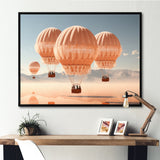 Coral Hot Air Ballon Monochromatic - Hot Air Balloon Canvas Wall Art