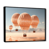 Coral Hot Air Ballon Monochromatic - Hot Air Balloon Canvas Wall Art