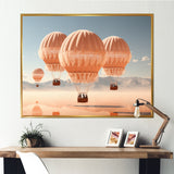 Coral Hot Air Ballon Monochromatic - Hot Air Balloon Canvas Wall Art