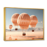Coral Hot Air Ballon Monochromatic - Hot Air Balloon Canvas Wall Art
