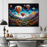 Teal Hot Air Ballon Mosaic - Hot Air Balloon Canvas Wall Art