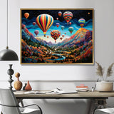 Teal Hot Air Ballon Mosaic - Hot Air Balloon Canvas Wall Art