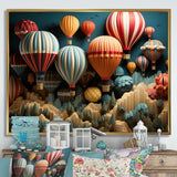 Red Hot Air Ballon Mosaic I - Hot Air Balloon Canvas Wall Art