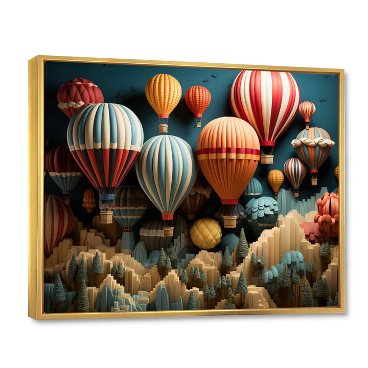 Red Hot Air Ballon Mosaic I - Hot Air Balloon Canvas Wall Art