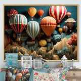 Red Hot Air Ballon Mosaic I - Hot Air Balloon Canvas Wall Art
